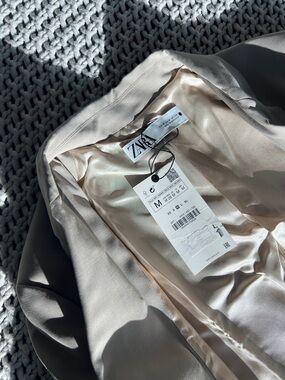 Zara Cream Satin-Lined Blazer